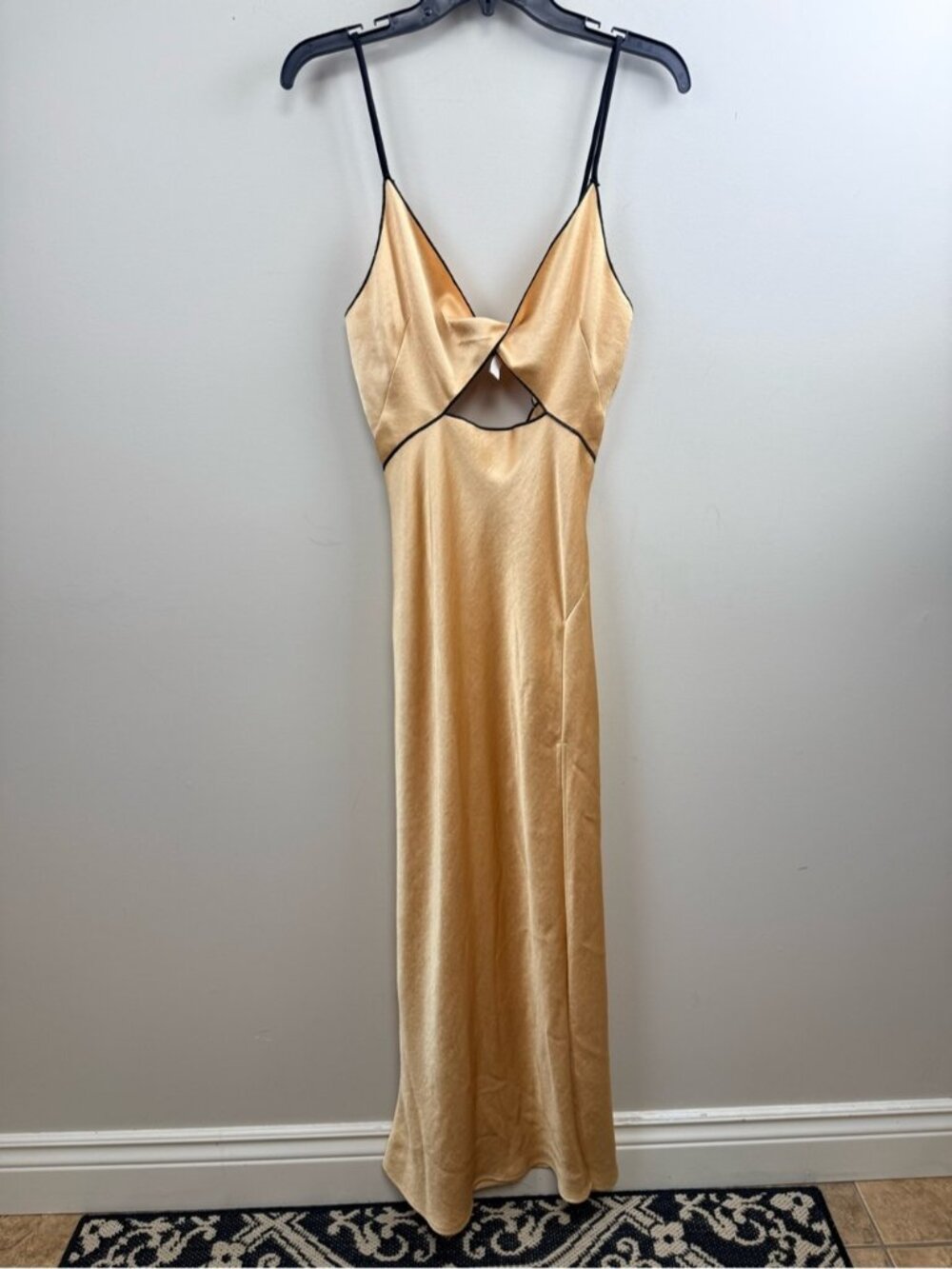 Bec & Bridge Hazel Cutout Satin Maxi Dress in a wheat color. 4 - Picture 6 of 16